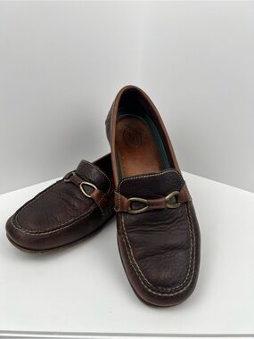 R.S. Trask Mens 9.5 M Brown Leather Horsebit Loafers H3266-266 Made Brazil